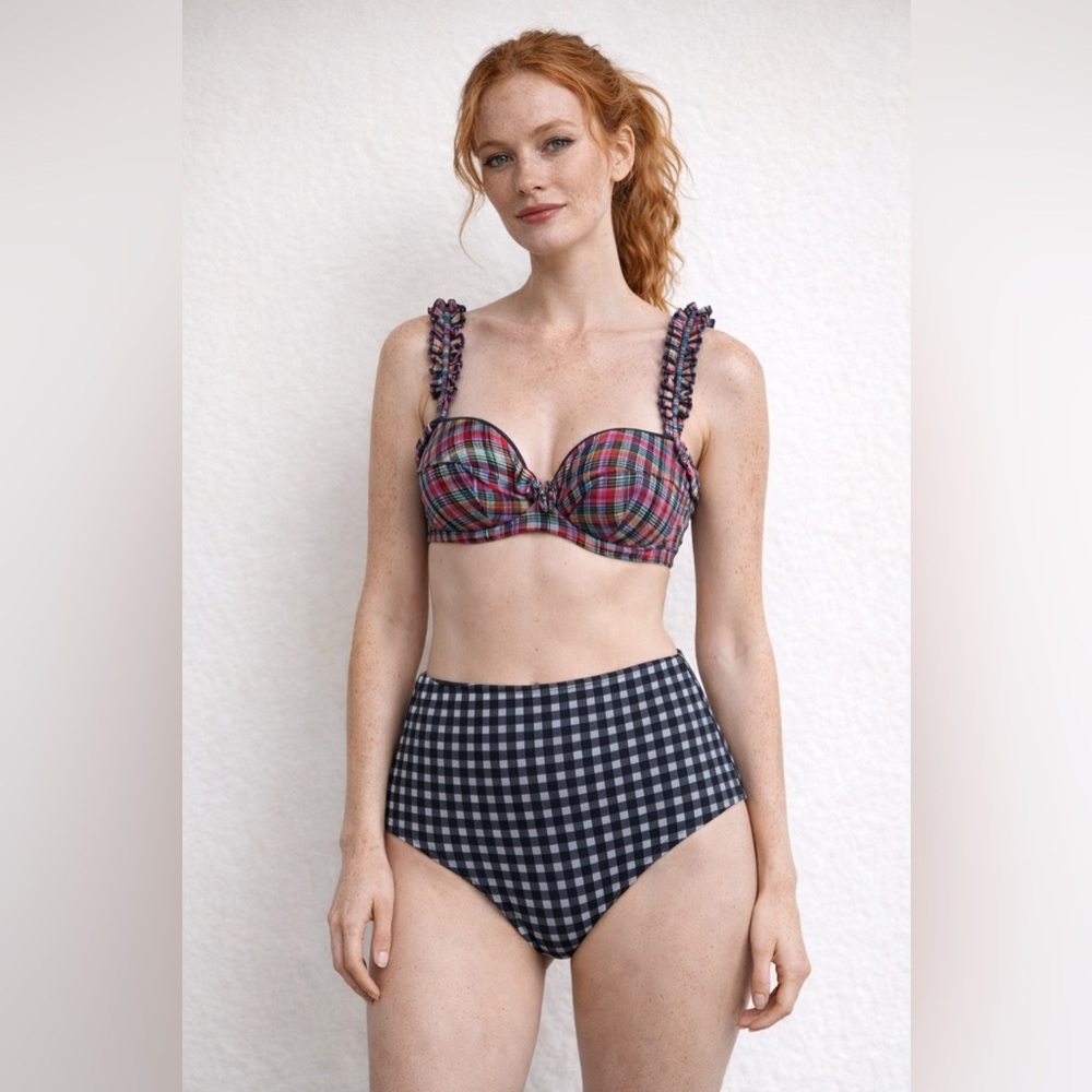 J. Crew Plaid and Checkered Bikini Set